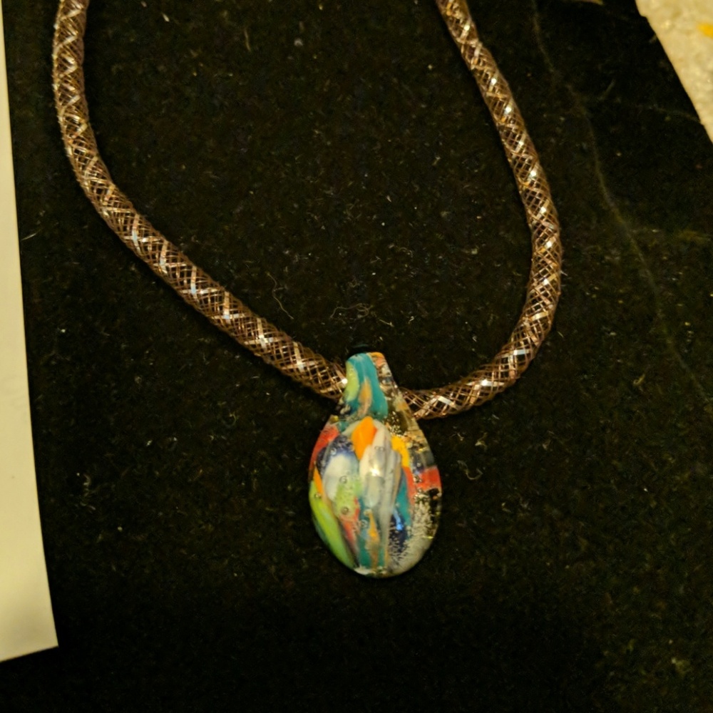 Coral reef glass bead necklace